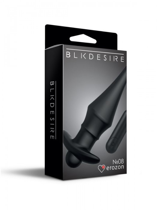 Черная перезаряжаемая анальная пробка №08 Cone-shaped butt plug - 13,5 см. - Erozon