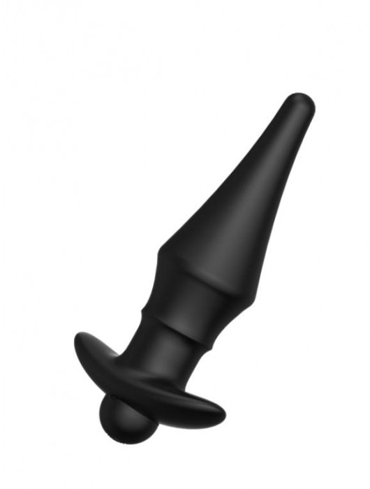 Черная перезаряжаемая анальная пробка №08 Cone-shaped butt plug - 13,5 см. - Erozon