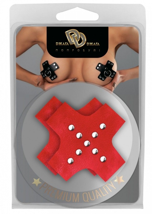 Красные пэстисы-кресты с клепками - Джага-Джага - купить с доставкой в Москве