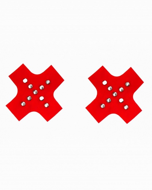 Красные пэстисы-кресты с клепками - Джага-Джага - купить с доставкой в Москве