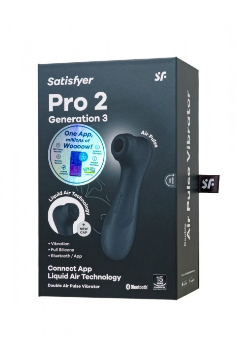 Черный вакуумный стимулятор клитора Satisfyer Pro 2 Generation 3 с управлением через приложение - Satisfyer