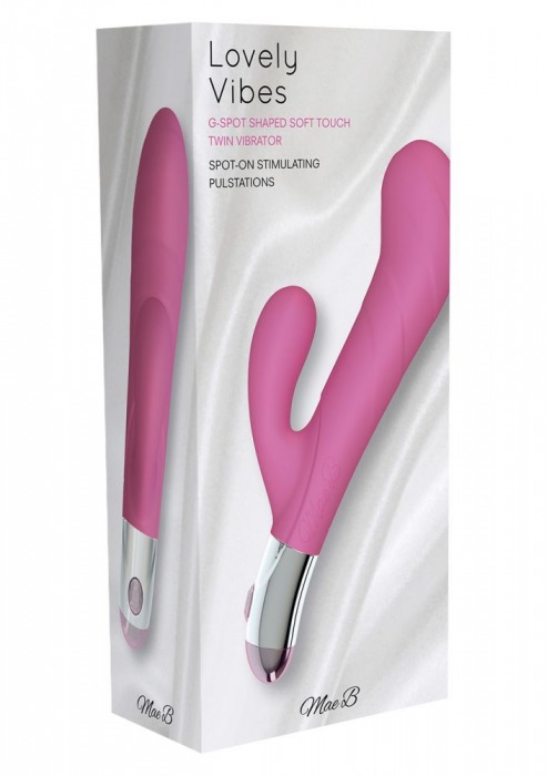 розовый вибратор со стимуляцией клитора Lovely Vibes G-spot Twin - 20 см. - Mae B