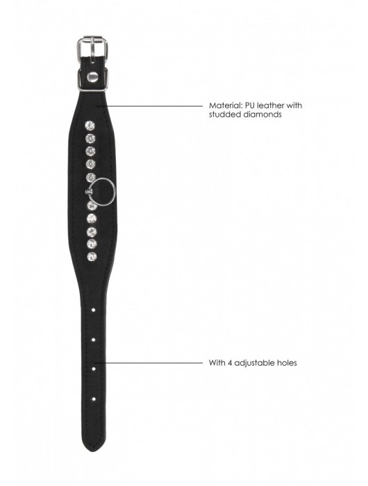 Черные наручники Diamond Studded Wrist Cuffs - Shots Media BV - купить с доставкой в Москве