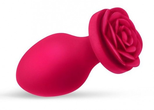Малиновая анальная втулка с основанием-розой - 7 см. - Bior toys