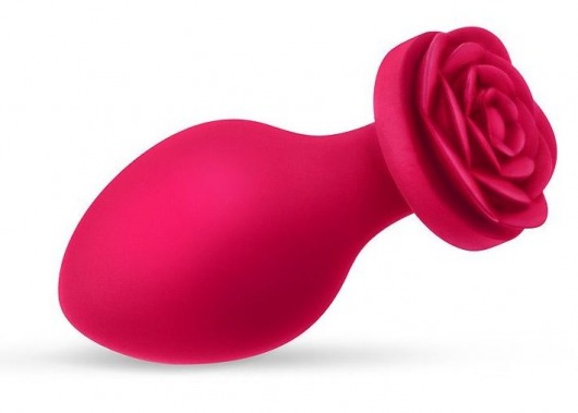 Малиновая анальная пробка с основанием-розой - 8,3 см. - Bior toys