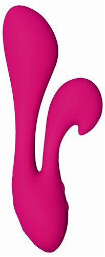 Розовый вибратор с клиторальным стимулятором Silhouette Swan - 18 см. - BMS Factory