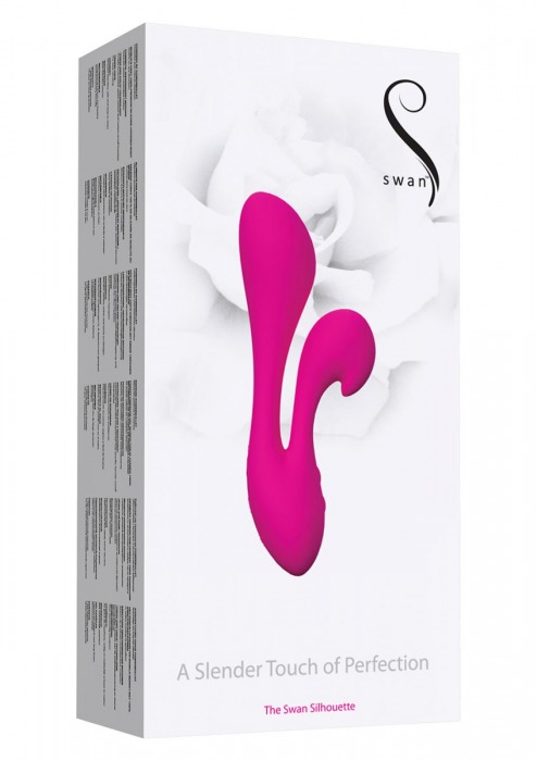 Розовый вибратор с клиторальным стимулятором Silhouette Swan - 18 см. - BMS Factory