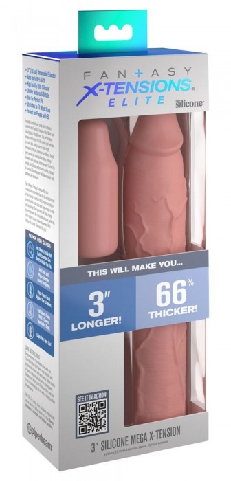 Телесная насадка-удлинитель 3 Inch Silicone Mega X-tension - 22,9 см. - Pipedream - в Москве купить с доставкой