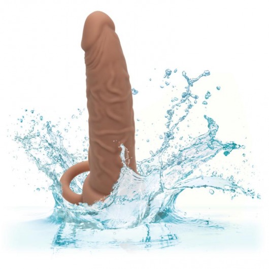 Коричневая перезаряжаемая вибронасадка для двойного проникновения Rechargeable Dual Penetrator - California Exotic Novelties - купить с доставкой в Москве