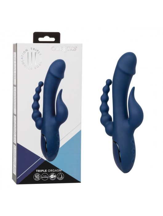 Синий тройной вибромассажер Triple Orgasm - California Exotic Novelties