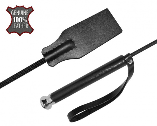 Чёрный стек с кожаной ручкой - 58 см. - Sitabella - купить с доставкой в Москве