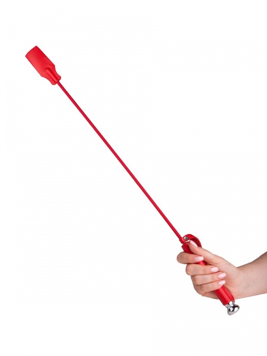 Красный стек с кожаной ручкой - 70 см. - Sitabella - купить с доставкой в Москве