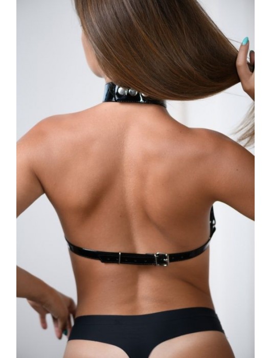 Сбруя из черной лаковой кожи - БДСМ Арсенал - купить с доставкой в Москве