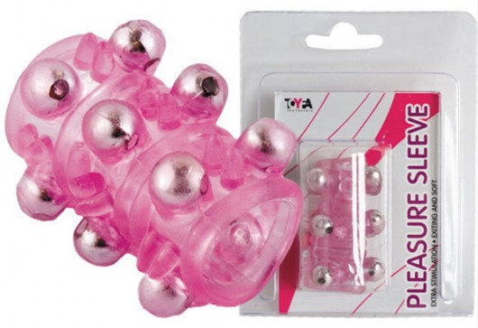 Розовая насадка c шариками Pleasure Sleeve - Toyfa Basic - в Москве купить с доставкой