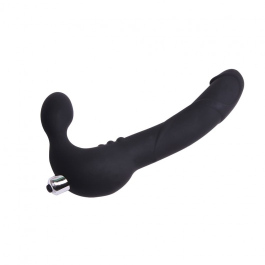 Черный безремневой страпон с вибрацией Strap On Cavalier - 24 см. - Chisa - купить с доставкой в Москве
