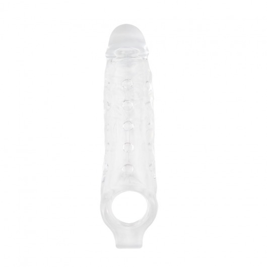 Прозрачная насадка на пенис с подхватом Mighty Sleeve With Ball Loop - 22 см. - Chisa - в Москве купить с доставкой