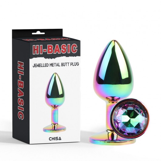 Радужная металлическая пробка Jewelled Metel Butt Plug - 7,1 см. - Chisa
