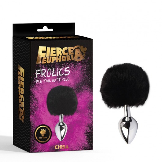 Серебристая анальная втулка с заячьим хвостиком Frolics Fur Tail Butt Plug - Chisa