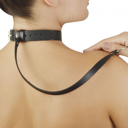 Ярко-розовый меховой ошейник с кожаным поводком - Sitabella - купить с доставкой в Москве