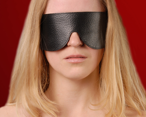 Чёрная широкая кожаная маска на глаза - Sitabella - купить с доставкой в Москве