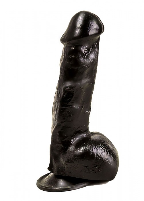 Реалистичный чёрный фаллоимитатор на присоске - 17,8 см. - LOVETOY (А-Полимер)