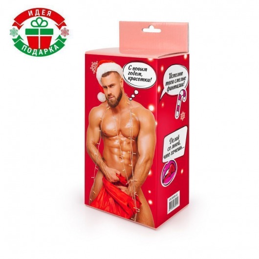 Телесный фаллоимитатор в новогодней упаковке - 19,5 см. - Bior toys