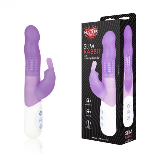 Фиолетовый вибратор hi-tech с кроликом - 21 см. - Hustler
