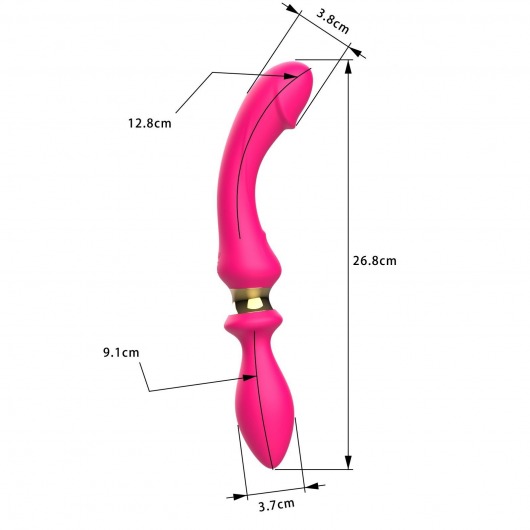 Розовый двусторонний вибромассажёр - 26,8 см. - I-MOON