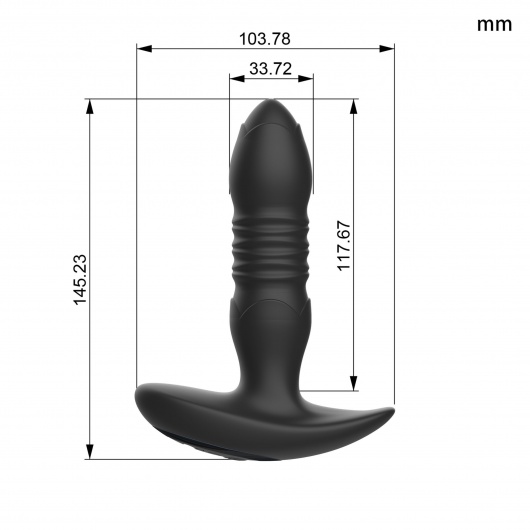 Черный анальный вибромассажёр с 10 режимами возвратно-поступательных движений - 14,5 см. - I-MOON