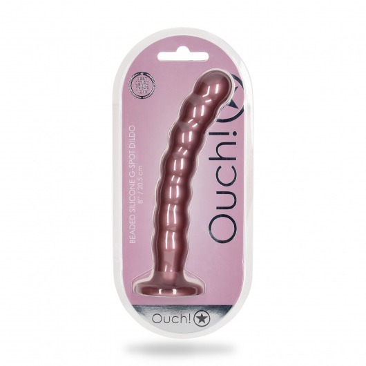 Розовый фаллоимитатор Beaded G-Spot - 21 см. - Shots Media BV