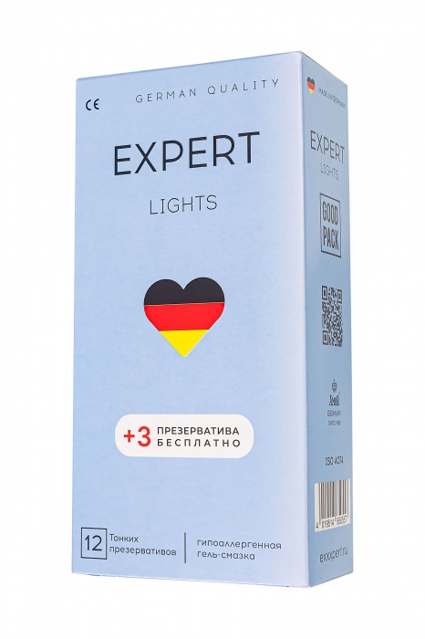 Ультратонкие презервативы EXPERT Lights - 12 шт.(+3 в подарок) - Expert - купить с доставкой в Москве