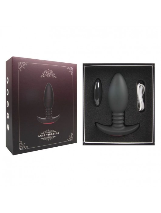 Черная анальная вибропробка Anal Vibrator с пультом ДУ - 13,5 см. - I-MOON