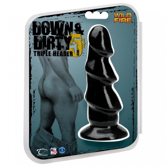 Чёрный анальный стимулятор Triple Header - 15 см. - Topco Sales
