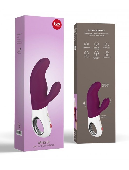 Фиолетовый вибратор с двумя моторами MiSS Bi - 17 см. - Fun Factory