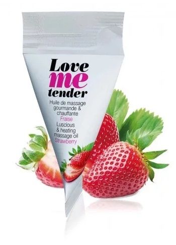 Съедобное согревающее массажное масло Love Me Tender Strawberry с ароматом клубники - 10 мл. - Love to Love - купить с доставкой в Москве