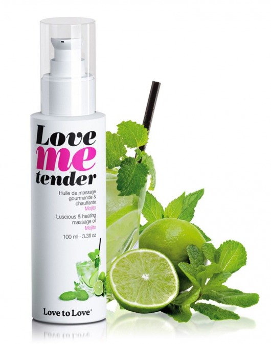 Съедобное согревающее массажное масло Love Me Tender Mojito с ароматом мохито - 100 мл. - Love to Love - купить с доставкой в Москве