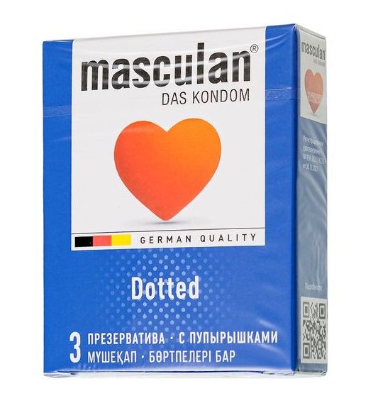 Презервативы с пупырышками Masculan Dotted - 3 шт. - Masculan - купить с доставкой в Москве