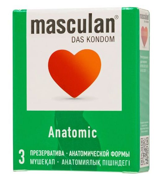 Презервативы анатомической формы Masculan Anatomic - 3 шт. - Masculan - купить с доставкой в Москве