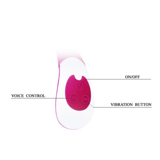 Розовый силиконовый вибратор Vincent со стимулятором-кроликом и голосовым контролем - 21,5 см. - Baile