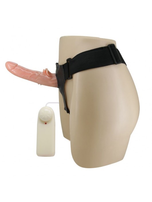 Фаллопротез с ребристым основанием на трусиках с вибрацией - 18 см. - Baile - купить с доставкой в Москве