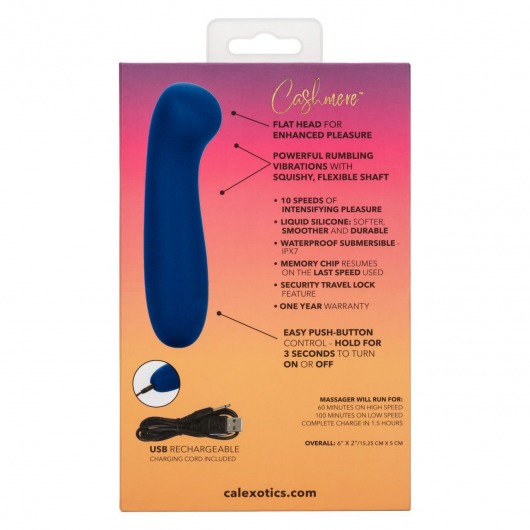 Синий вибромассажер Cashmere Satin G - 15,25 см. - California Exotic Novelties