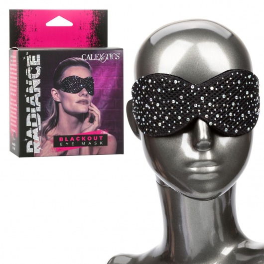 Черная маска на глаза Blackout Eye Mask со стразами - California Exotic Novelties - купить с доставкой в Москве