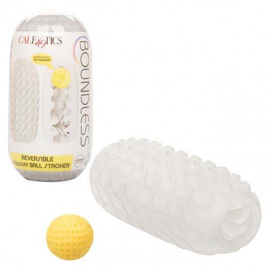Двусторонний мастурбатор с желтым стимулирующим шариком Reversible Squishy Ball Stroker - California Exotic Novelties - в Москве купить с доставкой