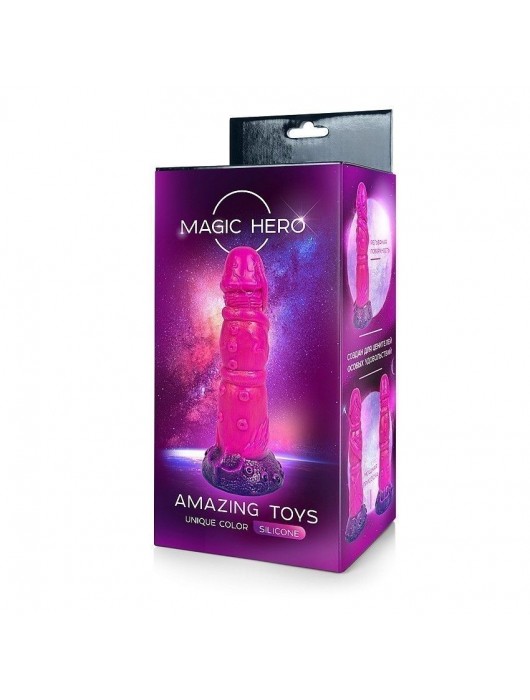 Розовый рельефный фантазийный фаллоимитатор - 20 см. - Bior toys - купить с доставкой в Москве