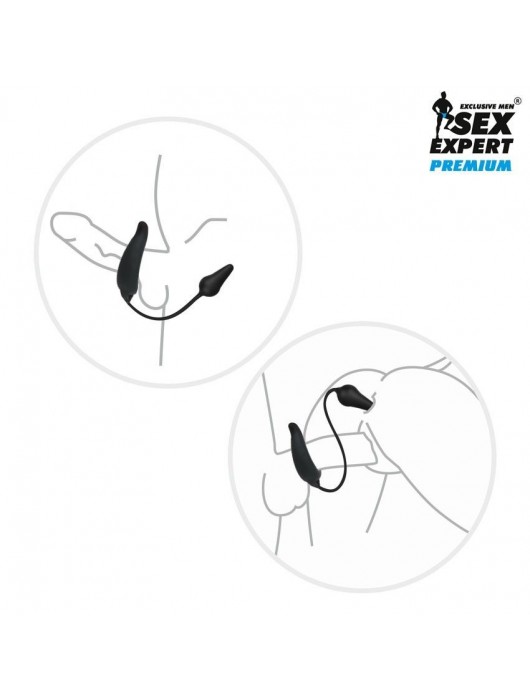 Черная вибронасадка Sex Expert с анальной втулкой - Sex Expert - в Москве купить с доставкой