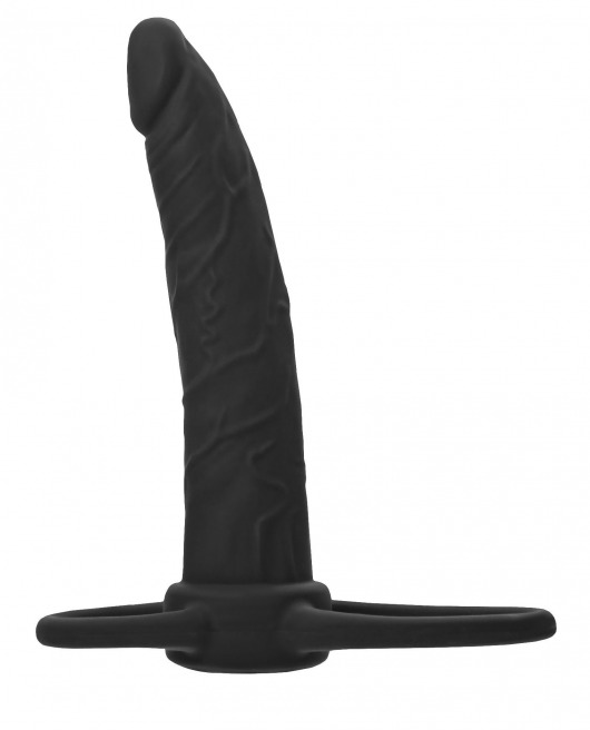 Черная насадка на пенис для двойного проникновения Black Red - 16,5 см. - ToyFa - купить с доставкой в Москве
