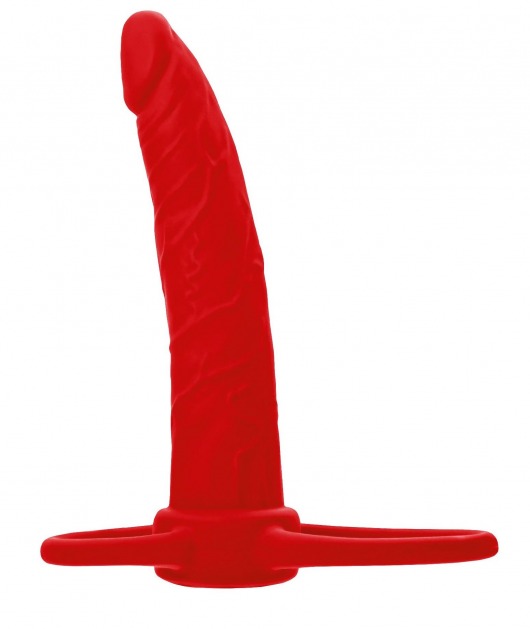 Красная насадка на пенис для двойного проникновения Black Red - 16,5 см. - ToyFa - купить с доставкой в Москве