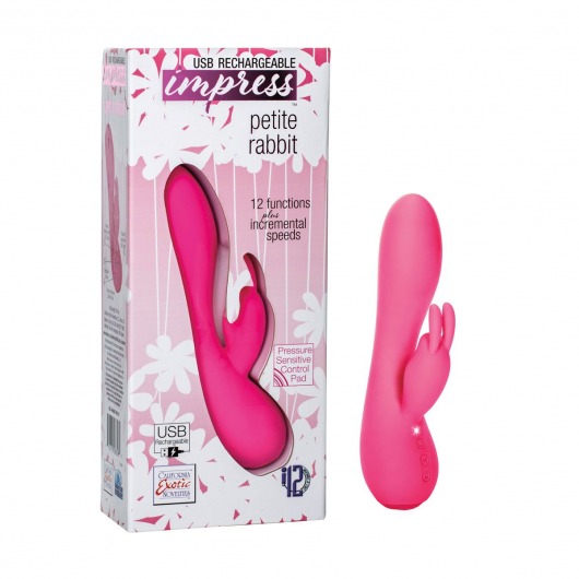 Перезаряжаемый розовый вибромассажер Petite Rabbit - 21 см. - California Exotic Novelties