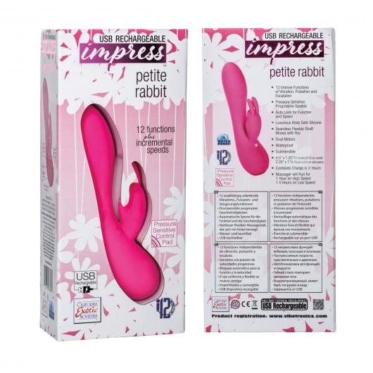 Перезаряжаемый розовый вибромассажер Petite Rabbit - 21 см. - California Exotic Novelties
