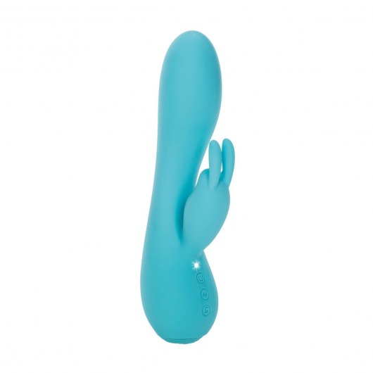Перезаряжаемый бирюзовый вибромассажер Petite Rabbit - 21 см. - California Exotic Novelties